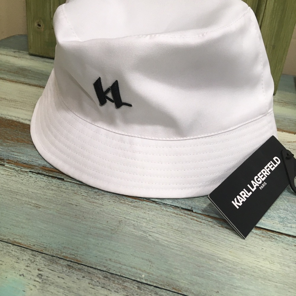 Karl Lagerfeld Paris White Hat with Black Logo NWT Unisex